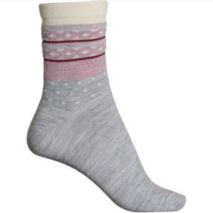 Alaska Knits L/XL Ivory Gray Burgundy Pink Sweater Cloud Scape Wool Blend Socks